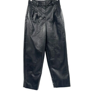 Wilfred Size 2 Pleated High Waisted Vegan Leather Pants Black